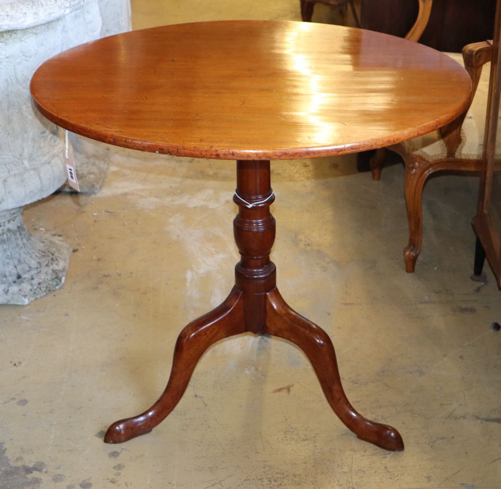 A George III mahogany tilt top tripod table, diameter 81cm